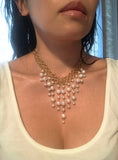Pearl Woven Chain Bib Necklace