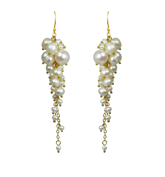 Pearl Cascading Cluster Earrings