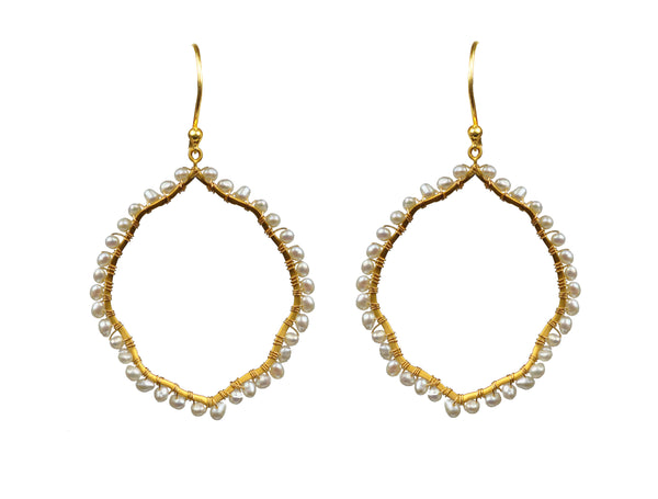 Pearl Organic Hoop Vermeil Earrings