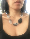 Rhudilated Quartz And Black Turquoise Magnesite Necklace