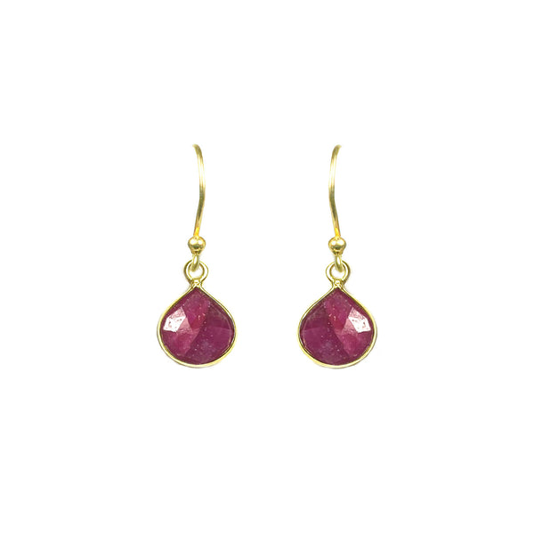 Ruby Bezel Drop Earrings