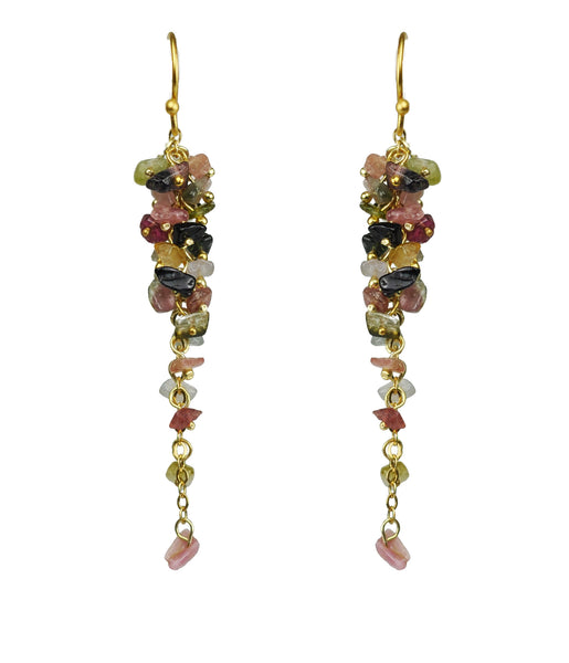 Tourmaline Cascade Cluster Vermeil Earrings