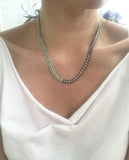 Navy And Turquoise Enamel Chevron Necklace