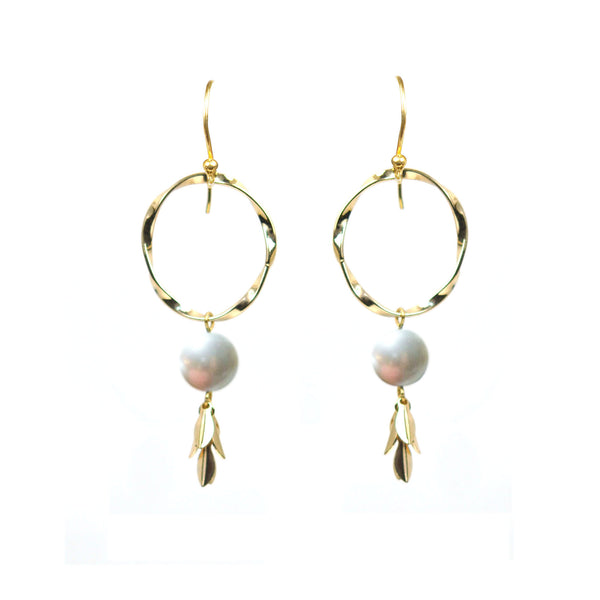 Twisted Circle Pearl Drop Vermeil Earrings