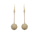 White Topaz With Pearl Cluster Ball Earrings
